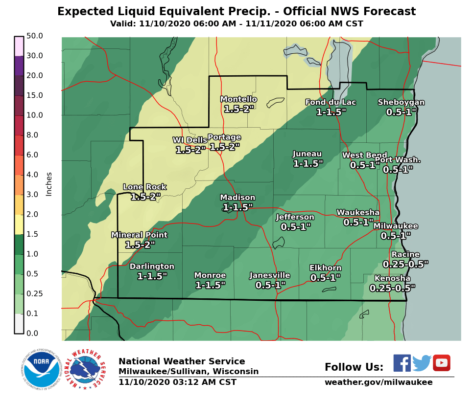 Expected rain totals by National Weather Service